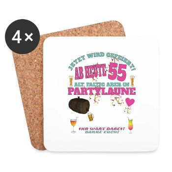 55th Birthday Man and Woman Guestbook - Coasters (set of 4) - white - Front