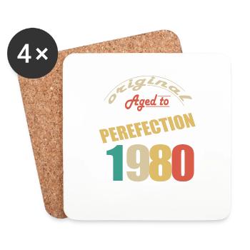 Ich bin 44 Jahre alt | Ich bin 1980 geboren - geboren - Untersetzer (4er-Set) - Weiß - Vorne
