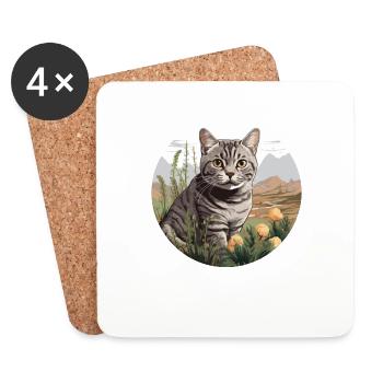 Cat Cats American Shorthair - Coasters (set of 4) - white - Front
