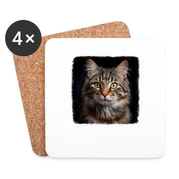 Chat Chats American Bobtail - Dessous de verre (lot de 4) - blanc - Devant