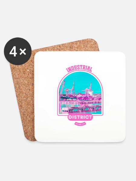 Pinker Industriehafen in Finnland - Untersetzer (4er-Set) - Weiß