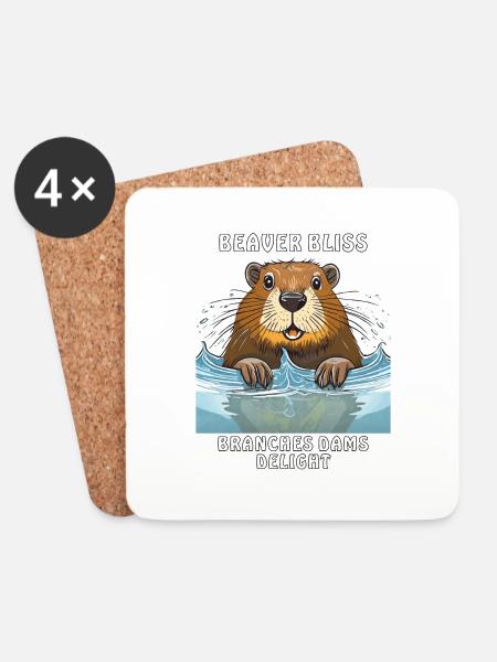 BEAVER BLISS BRANCHES DAMS DELIGHT - Untersetzer (4er-Set) - Weiß