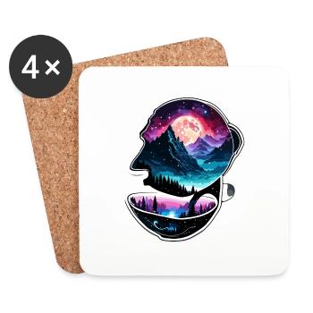 Silhouette / Forest / Portrait / Trees / Person - Coasters (set of 4) - white - Front