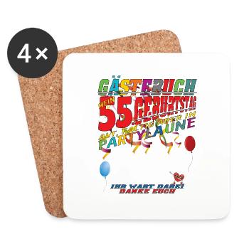 55th Birthday Man and Woman Guestbook - Coasters (set of 4) - white - Front