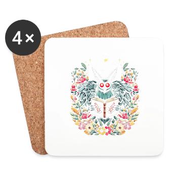Floral Mothman - Untersetzer (4er-Set) - Weiß - Vorne