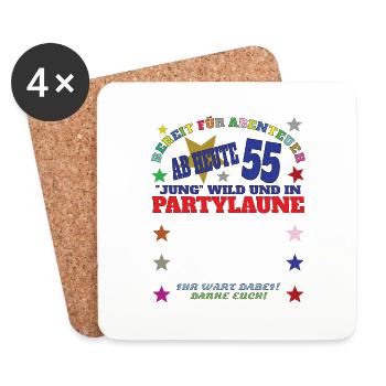 55th Birthday Man and Woman Guestbook - Coasters (set of 4) - white - Front