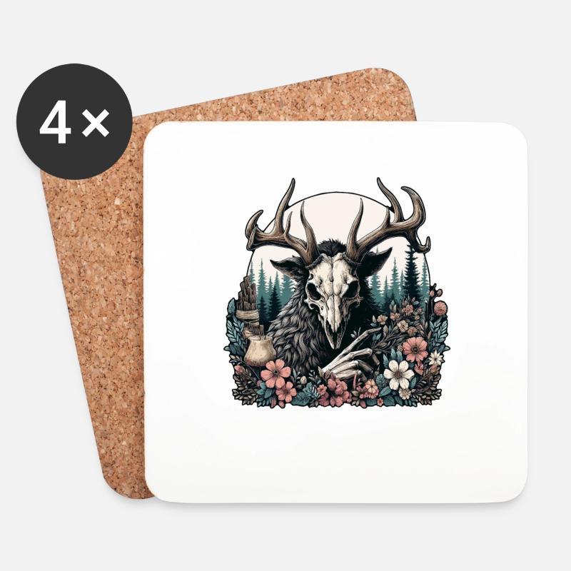 Floral Cryptid Wendigo - Untersetzer (4er-Set) - Weiß