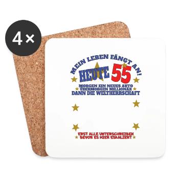 55th Birthday Man and Woman Guestbook - Coasters (set of 4) - white - Front