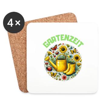 Garden Garden Time Flowers Allotment Garden Gardener - Coasters (set of 4) - white - Front