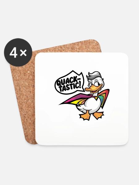 Ente Superheld Quacksalber Kunstdruck - Untersetzer (4er-Set) - Weiß