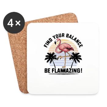 Flamingo Ballet : l’élégance dans la conception artistique rose - Dessous de verre (lot de 4) - blanc - Devant