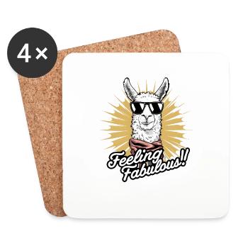 Stylish Llama Art: Feeling Fabulous! - Coasters (set of 4) - white - Front