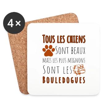 Les chiens mignons sont les bouledogues, cadeau - Dessous de verre (lot de 4) - blanc - Devant