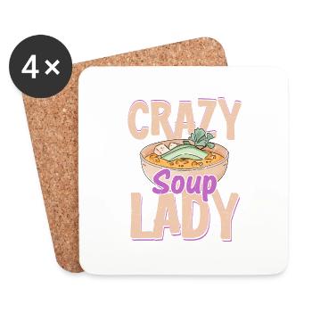 Crazy Soup Lady Bowl Meal Food - Coasters (set of 4) - white - Front