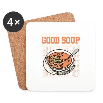 Bon bol de soupe repas nourriture - Dessous de verre (lot de 4) - blanc - Devant