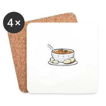 Happiness Is A Homemade Soup Meal Food Bowl - Coasters (set of 4) - white - Front