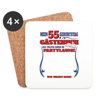 55th Birthday Man and Woman Guestbook - Coasters (set of 4) - white - Front