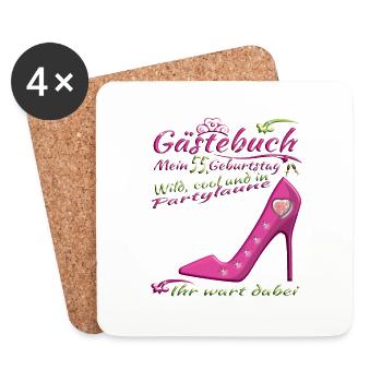 55th Birthday Man and Woman Guestbook - Coasters (set of 4) - white - Front