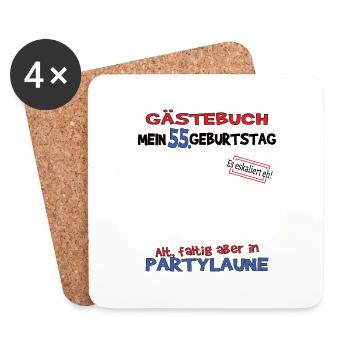 55th Birthday Man and Woman Guestbook - Coasters (set of 4) - white - Front