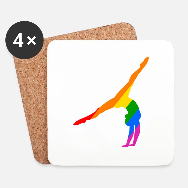 Handstand im Regenbogen - Untersetzer (4er-Set) - Weiß