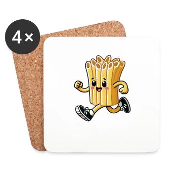 Phasta Funny Pasta Running Or Sprinting At The Gym - Coasters (set of 4) - white - Front