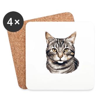 Chat Chats American Wirehair - Dessous de verre (lot de 4) - blanc - Devant