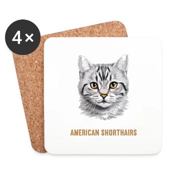 Cat Cats American Shorthair - Coasters (set of 4) - white - Front