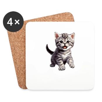 Cat Cats American Shorthair - Coasters (set of 4) - white - Front