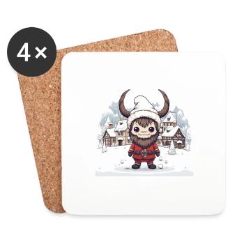Krampus T Demonic Santa Claus Kawaii Krampus - Coasters (set of 4) - white - Front