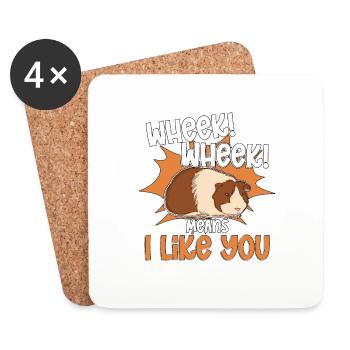 Wheek Wheek signifie que je t’aime mignon Cavy - Dessous de verre (lot de 4) - blanc - Devant