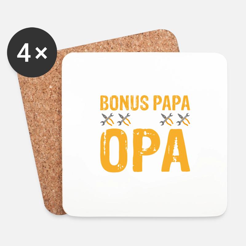 Ich habe zwei Titel Bonus Papa und Opa rocke sie b - Untersetzer (4er-Set) - Weiß