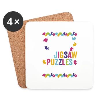 Ask Me About My Jigsaw Puzzles Collection Solving - Coasters (set of 4) - white - Front