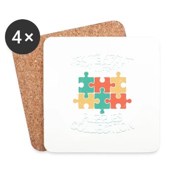 Ask Me About My Jigsaw Puzzles Collection Piece So - Coasters (set of 4) - white - Front