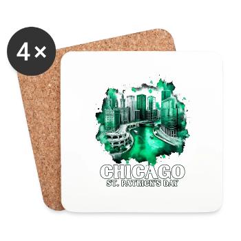 Fête de la Saint-Patrick à Chicago - Dessous de verre (lot de 4) - blanc - Devant