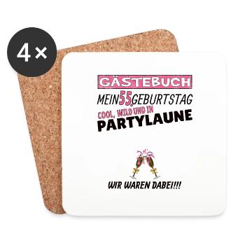 55th Birthday Man and Woman Guestbook - Coasters (set of 4) - white - Front