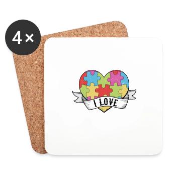 I Love Puzzles Jigsaw Puzzle Piece - Untersetzer (4er-Set) - Weiß - Vorne