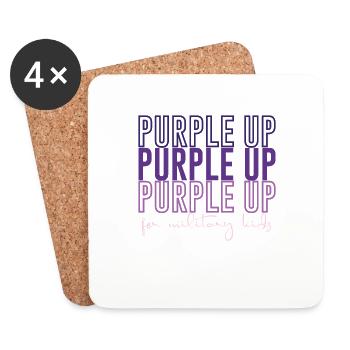 Purple Up For Military Kids Month Enfant de Militaire - Dessous de verre (lot de 4) - blanc - Devant