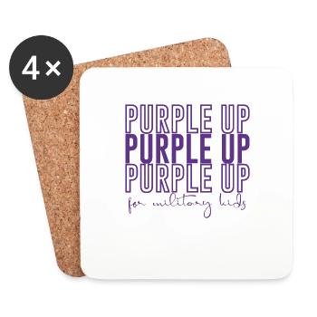 Purple Up For Military Kids Month Enfant de Militaire - Dessous de verre (lot de 4) - blanc - Devant