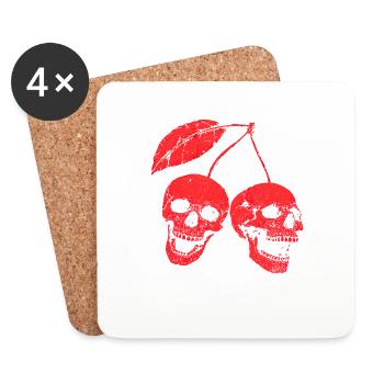 Cherry skulls - Coasters (set of 4) - white - Front
