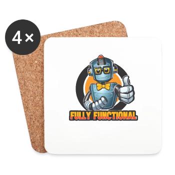 Robot with Bowtie & Glasses Thumbs-Up Tee Design - Coasters (set of 4) - white - Front