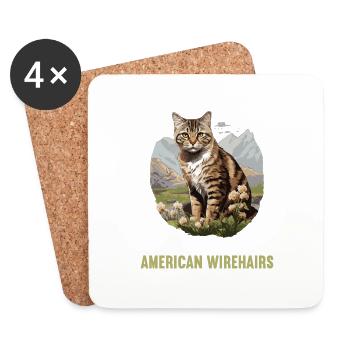 Cat Cats American Wirehair - Coasters (set of 4) - white - Front