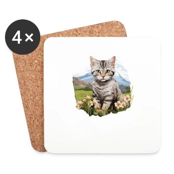 Cat Cats American Wirehair - Coasters (set of 4) - white - Front