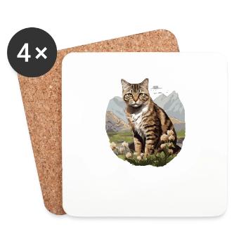 Cat Cats American Wirehair - Coasters (set of 4) - white - Front