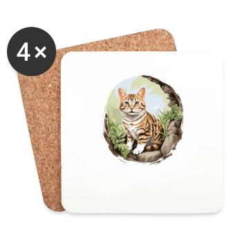 Cat Cats American Wirehair - Coasters (set of 4) - white - Front