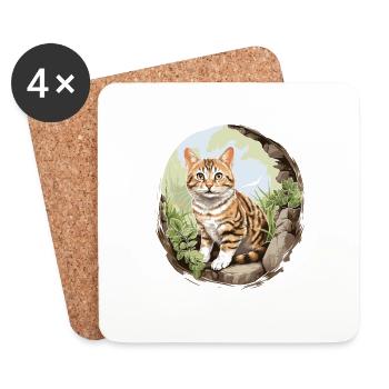 Cat Cats American Wirehair - Coasters (set of 4) - white - Front