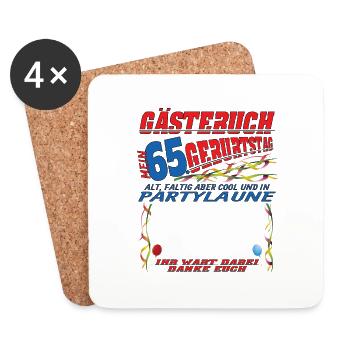 65th Birthday Man and Woman Guestbook - Coasters (set of 4) - white - Front