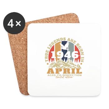 April 1946 Vintage Birthday Gift - Coasters (set of 4) - white - Front