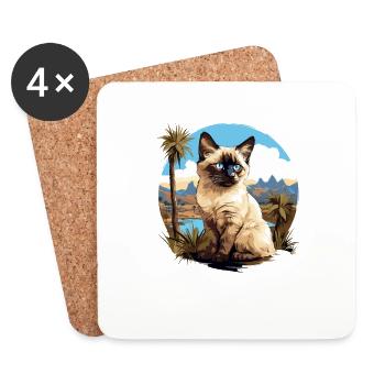 Chat balinais Balinesenkatze - Dessous de verre (lot de 4) - blanc - Devant