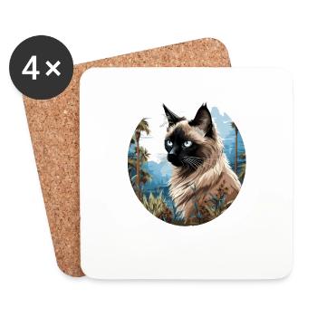 Chat balinais Balinesenkatze - Dessous de verre (lot de 4) - blanc - Devant
