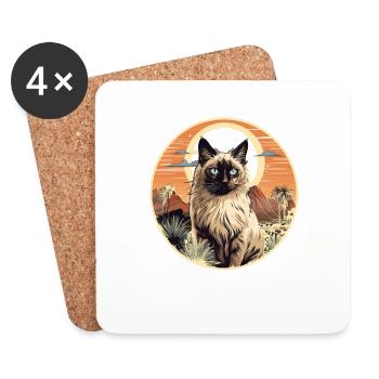 Chat balinais Balinesenkatze - Dessous de verre (lot de 4) - blanc - Devant